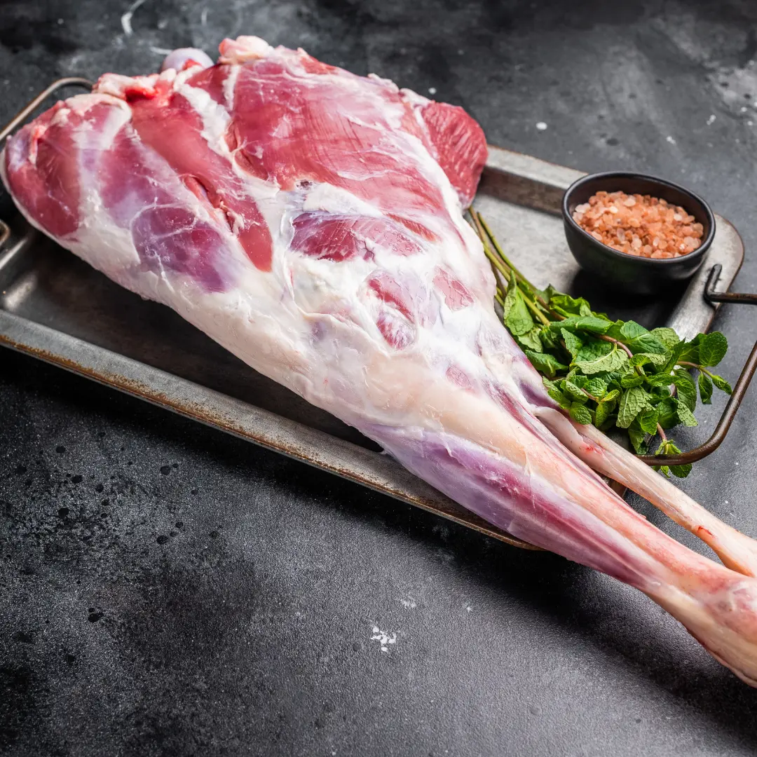 whole mutton leg, raw organic lamb